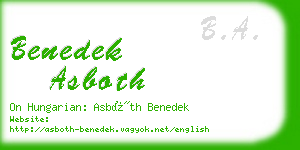 benedek asboth business card